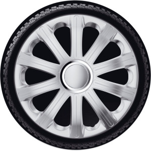 4-Delige J-Tec Wieldoppenset Modena 16-inch zilver + chroom ring