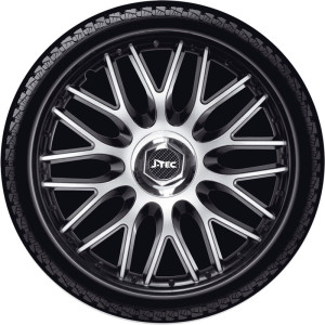 4-Delige J-Tec Wieldoppenset Orden 13-inch zwart + chroom ring