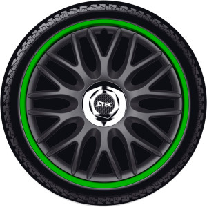 4-Delige J-Tec Wieldoppenset Orden R 13-inch zwart/groen + chroom ring