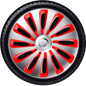 4-Delige J-Tec Wieldoppenset Sepang 13-inch zilver/rood/carbon-look