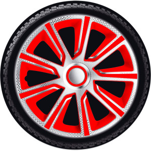 4-Delige J-Tec Wieldoppenset Veron 15-inch zilver/rood/carbon-look