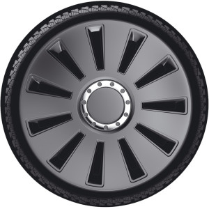 4-Delige Wieldoppenset Silverstone Pro 14-inch gun-metal + chroom ring