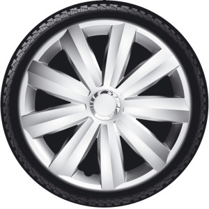 4-Delige Wieldoppenset Venture Pro 14-inch zilver + chroom ring (Nylon)