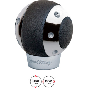 Simoni Racing Pookknop  SPR - Zwart Leder + Chroom