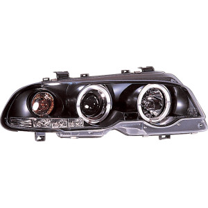 Set Koplampen passend voor BMW 3-Serie E46 Coupe/Cabrio 1999-2002 - Zwart - incl. Angel-Eyes & Stelmotor