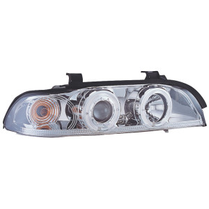 Set Koplampen passend voor BMW 5-Serie E39 1996-2003 - Chroom - incl. Angel-Eyes