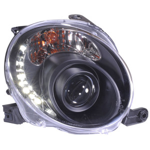 Set Koplampen in DRL-Look passend voor Fiat 500 2007- - Zwart