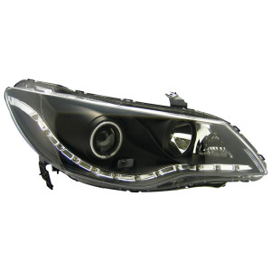 Set Koplampen in DRL-Look passend voor Honda Civic Sedan (Hybrid) 2005-2008 - Zwart
