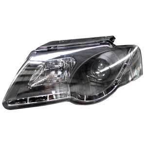 Set Koplampen incl. DRL passend voor Volkswagen Passat 3C 2005-2010 - Zwart - incl. Motor