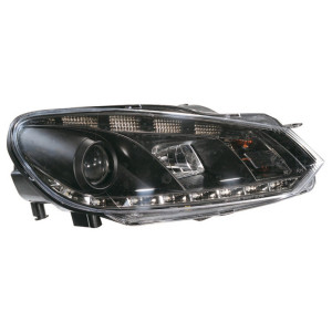 Set Koplampen incl. DRL passend voor Volkswagen Golf VI 2008-2012 - Zwart - incl. Motor