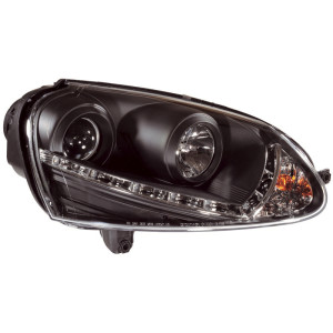 Set Koplampen in DRL-Look passend voor Volkswagen Golf V 2003-2008 - Zwart