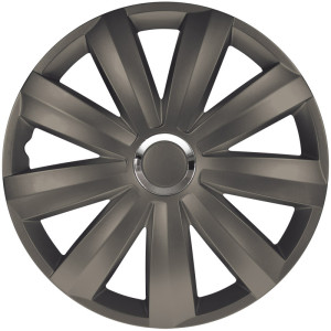 4-Delige Wieldoppenset Venture Pro 13-inch donker grijs + chroom ring (Nylon)