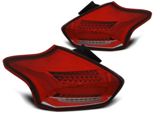 Achterlichten | Ford | Focus 14-18 5d hat. | Dynamic Turn Signals | LED BAR rood en wit