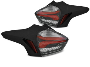 Achterlichten | Ford | Focus 14-18 5d hat. | FULL LED | Dynamic Turn Signal | LED BAR | zwart en rood