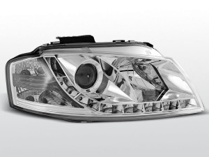 koplampen Devil Eyes | geschikt voor Audi A3 8P 2003-2008 | DRL-Look | Chroom