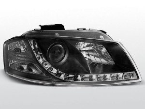 koplampen Devil Eyes | geschikt voor Audi A3 8P 2003-2008 | DRL-Look | Zwart