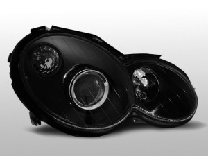 Koplampen Mercedes C203 sportcoupe zwart in facelift-look