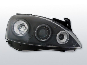 Koplampen Angel Eyes | geschikt voor Opel Corsa C 2000-2006 | LED |zwart