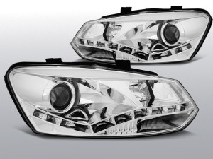 Koplampen Devil Eyes Real-DRL | geschikt voor Volkswagen Polo 6R 2009-2014|chroom