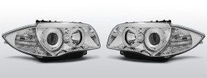 Head light units geschikt voor BMW E81/E82/E87/E88 (also LCI) Angel Eyes chrome