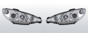Koplampen geschikt voor Peugeot 206 98-01 Halo Rims chrome
