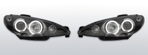 Koplampen geschikt voor Peugeot 206 02- + S16 (98-01)  Halo Rims zwart