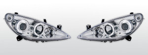 Koplampen geschikt voor Peugeot 206 02- + S16 (98-01)  Halo Rims chrome