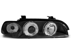 Koplampen | BMW | 5-serie 95-00 4d sed. E39 / 5-serie touring 97-00 5d sta. E39 | manueel | Angel Eyes zwart