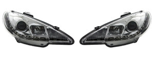 Koplampen LED DRL | geschikt voor Peugeot 206 | chroom