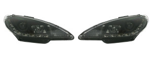 Koplampen LED DRL | geschikt voor Peugeot 206 | zwart