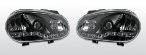 Koplampen LED DRL | geschikt voor Volkswagen Golf 4 | zwart