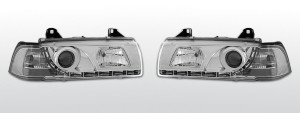 Koplampen LED DRL | geschikt voor BMW 3-Serie E36 (2D) 1991-1998 | chroom