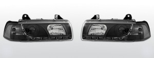 Koplampen LED DRL | geschikt voor BMW 3-Serie E36 (2D) 1991-1998 | zwart