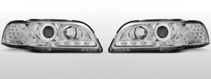 Koplampen LED DRL | geschikt voor Volvo S40/V40 1996-2000 | LED knipperlicht | chroom