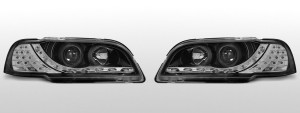 Koplampen LED DRL | geschikt voor Volvo S40/V40 1996-2000 | LED knipperlicht | zwart