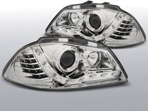 Koplampen LED DRL | geschikt voor Seat Ibiza 6L 2002-2008 | LED knipperlicht | chroom