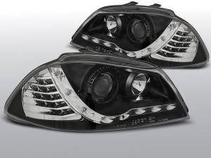 Koplampen LED DRL | geschikt voor Seat Ibiza 6L 2002-2008 | LED knipperlicht | zwart