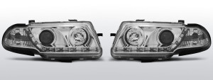 Koplampen LED DRL | geschikt voor Opel Astra F 1991-1995 | chroom