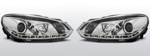 Koplampen Real DRL | geschikt voor Volkswagen Golf VI 2008-2012 | met verstelmotor | chroom