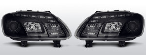 Koplampen LED DRL | geschikt voor Volkswagen Touran 2003-2005 / Caddy 2005- | zwart