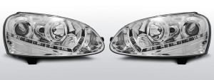 Koplampen LED DRL | geschikt voor Volkswagen Golf V 2003-2008 | met verstelmotor | chroom