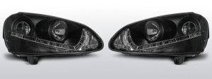 Koplampen LED DRL | geschikt voor Volkswagen Golf V 2003-2008 | met verstelmotor | zwart