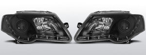 Koplampen LED DRL | geschikt voor Volkswagen Passat B6 2005-2010 | met verstelmotor | zwart