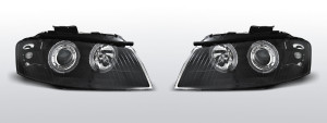 Koplampen Angel Eyes | geschikt voor Audi A3 8P 2003-2008 | zwart