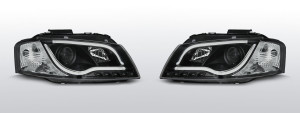 Koplampen Tube Light Real DRL | geschikt voor Audi A3 8P 2003-2008 | zwart