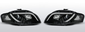 Koplampen Tube Light | geschikt voor Audi A4 B7 2004-2008 | zwart