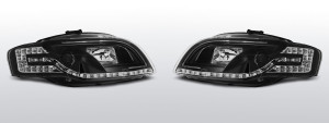 Koplampen Tube Light | geschikt voor Audi A4 B7 2004-2008 | LED knipperlicht | zwart