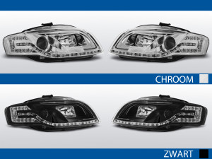 Koplampen Tube Light | geschikt voor Audi A4 B7 2004-2008 | LED knipperlicht | chroom