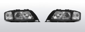 Koplampen Angel Eyes | geschikt voor Audi A6 C5 2001-2004 | zwart