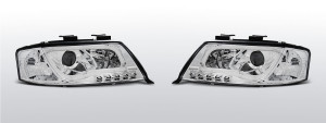 Koplampen Tube Light | geschikt voor Audi A6 C5 2001-2004 | chroom